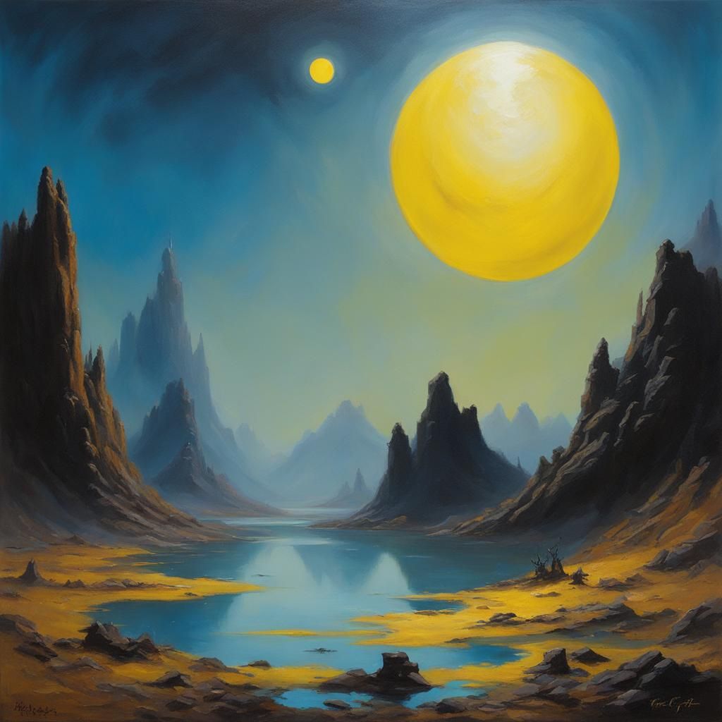 Alien Loch with Binary Suns, Fantasy Art