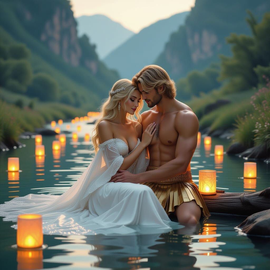 Ethereal River Valley Romance in Fantasy Style
