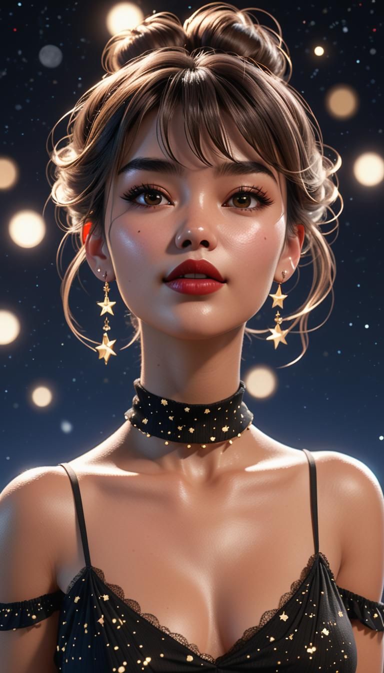 Beautiful Woman with Stars, 3D Game Cinematic