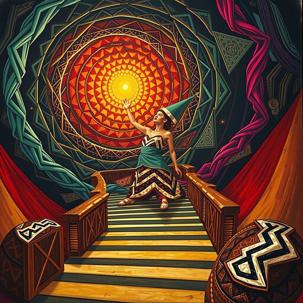 Harlequin Figure in Geometric Optical Illusion Maze