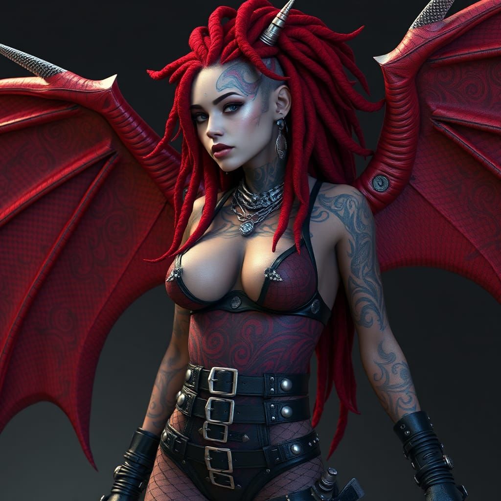 Dragon-Human Hybrid with Punk Aesthetic in 8K