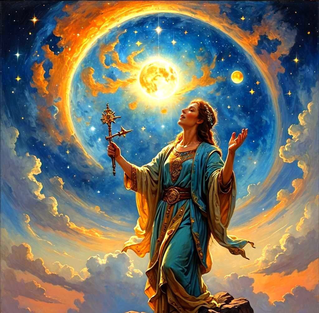 Celestial Singer in Oil Painting Style