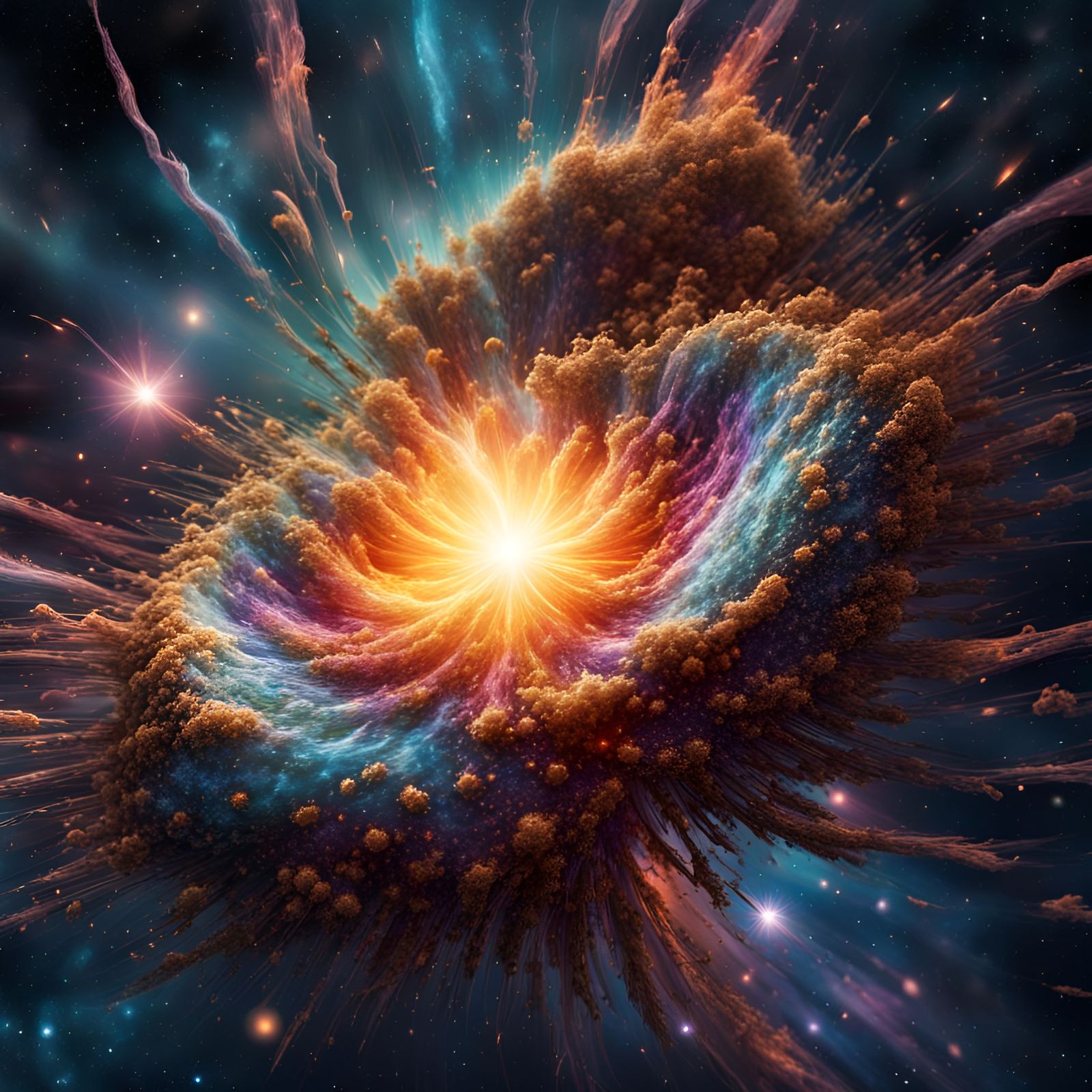 Exploding Galaxy: Hyperrealistic Cosmic Illustration