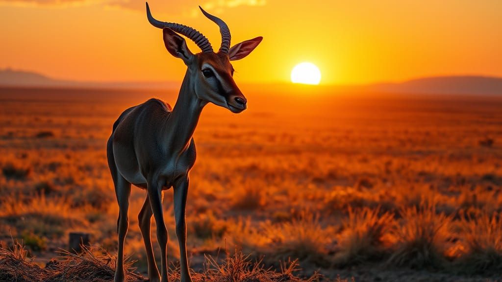 Antelope on African Plains in Dreamlike Realism