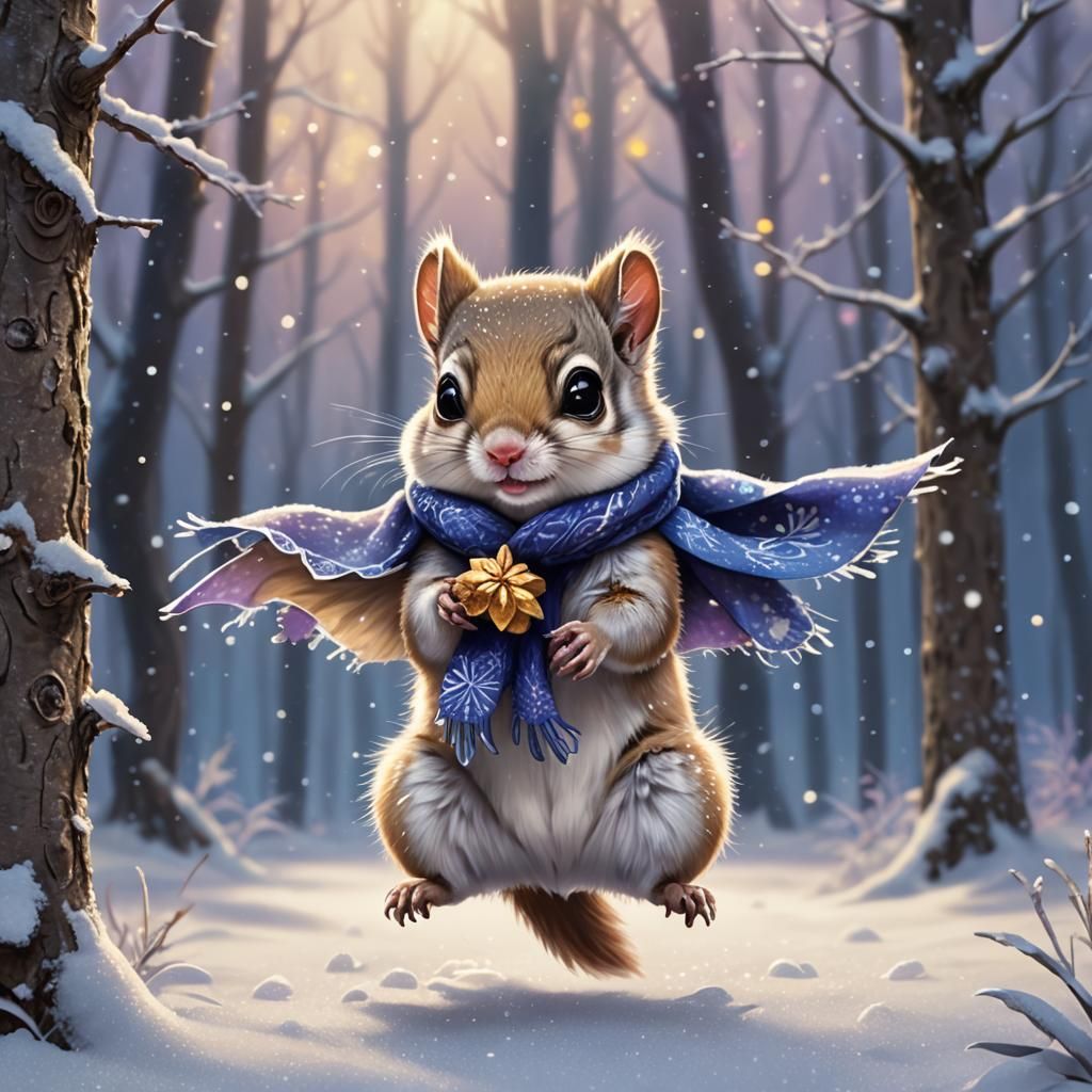 Baby Squirrel in Winter Forest Concept Art