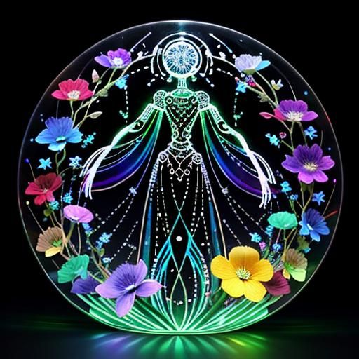 Luminous Rainbow Ghost with Glass Filigree