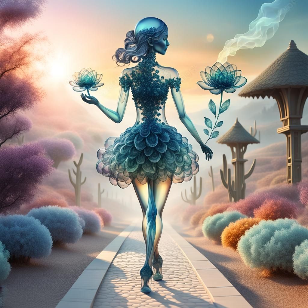 Crystal Smoke Woman Walks to Land of Love