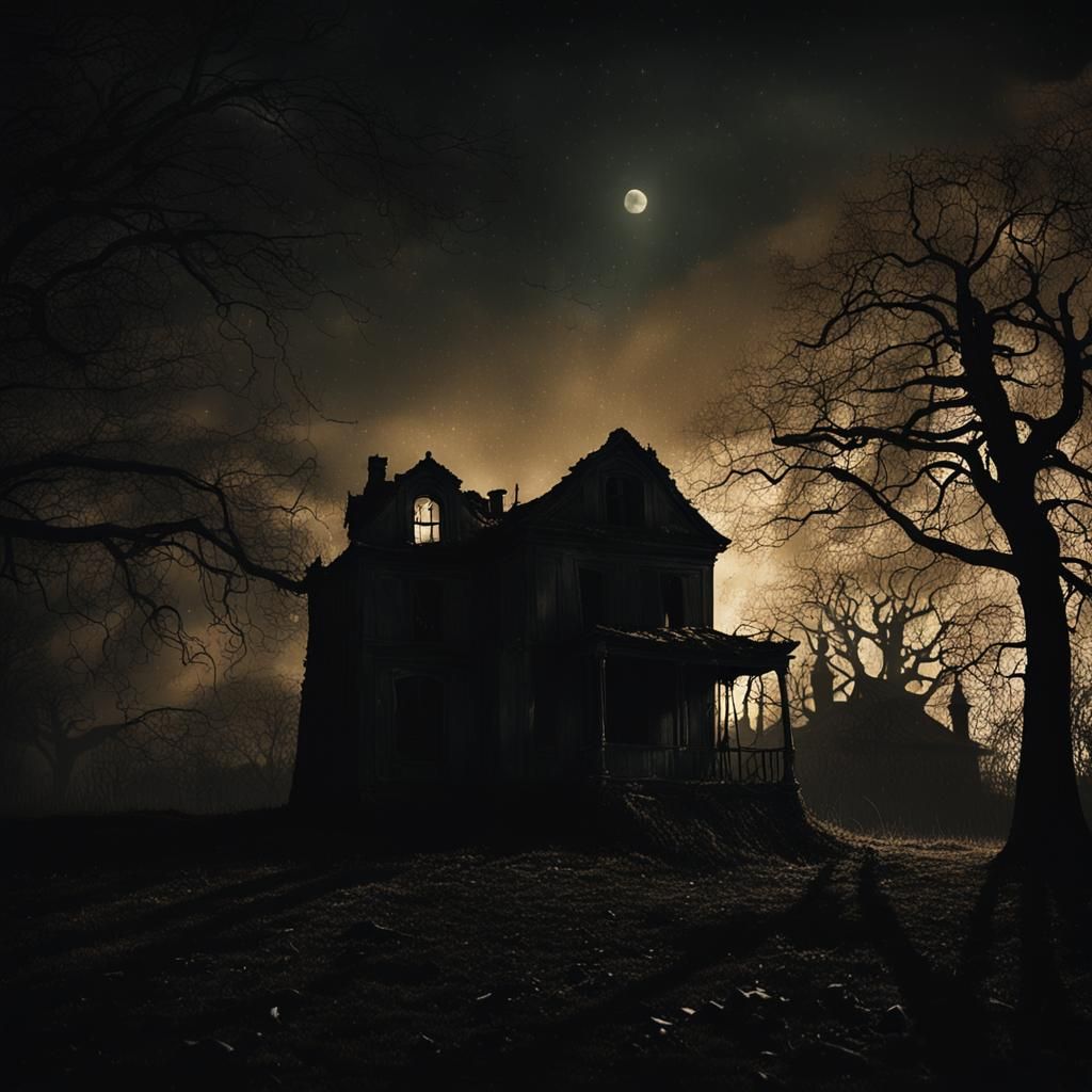 Gothic Surrealism: House with Shadowy Figure