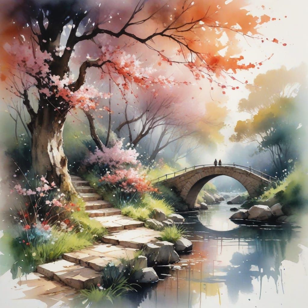 Spring Awakening in Whimsical Watercolour Style