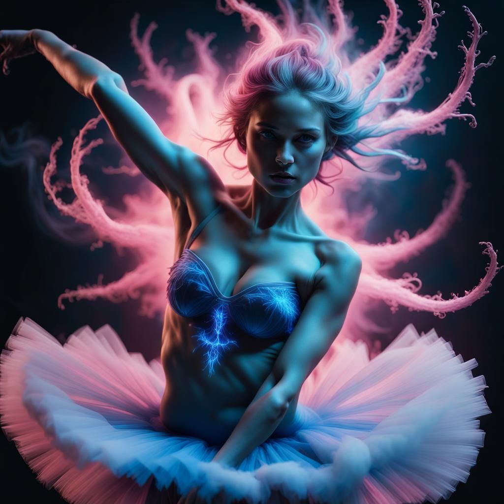Ethereal Blue Soul: Kirlian Photography Portrait