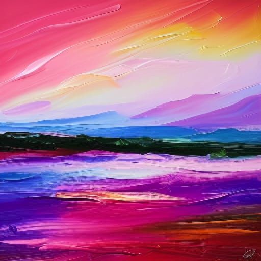 Abstract Landscape in Expressionist Impasto Style