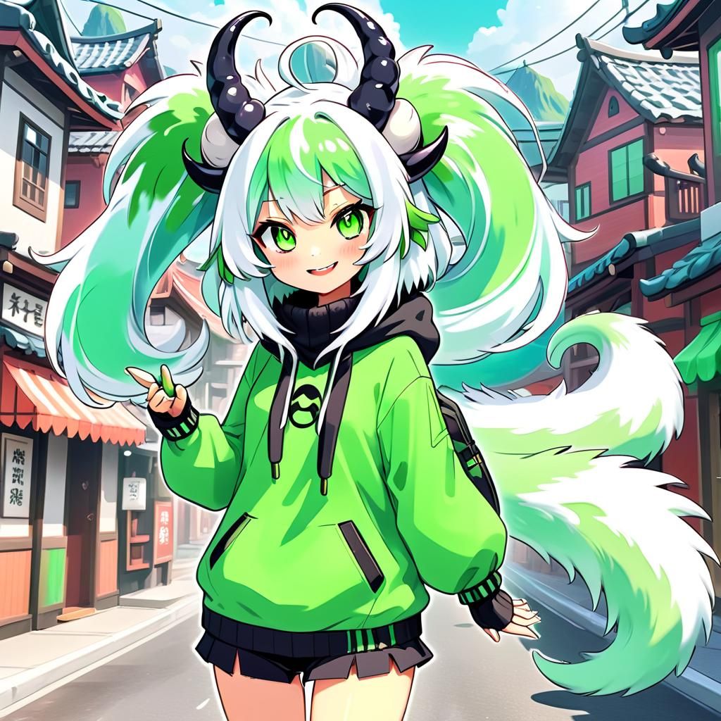 Furry Slime Monster Girl in Anime Style