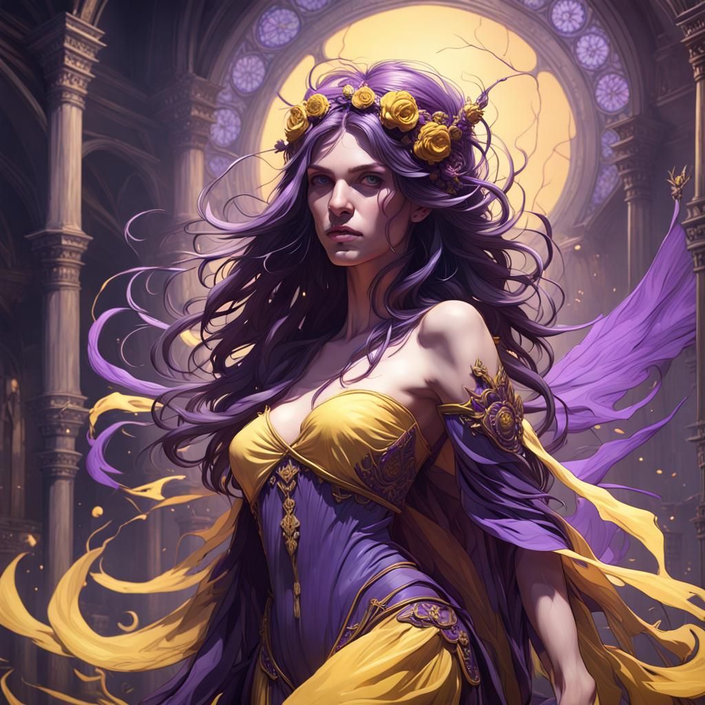 Banshee: Dark Fantasy Art in Purple and Gold
