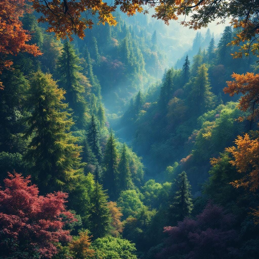 Redwood Forest Bird's Eye View: Fantasy Concept Art