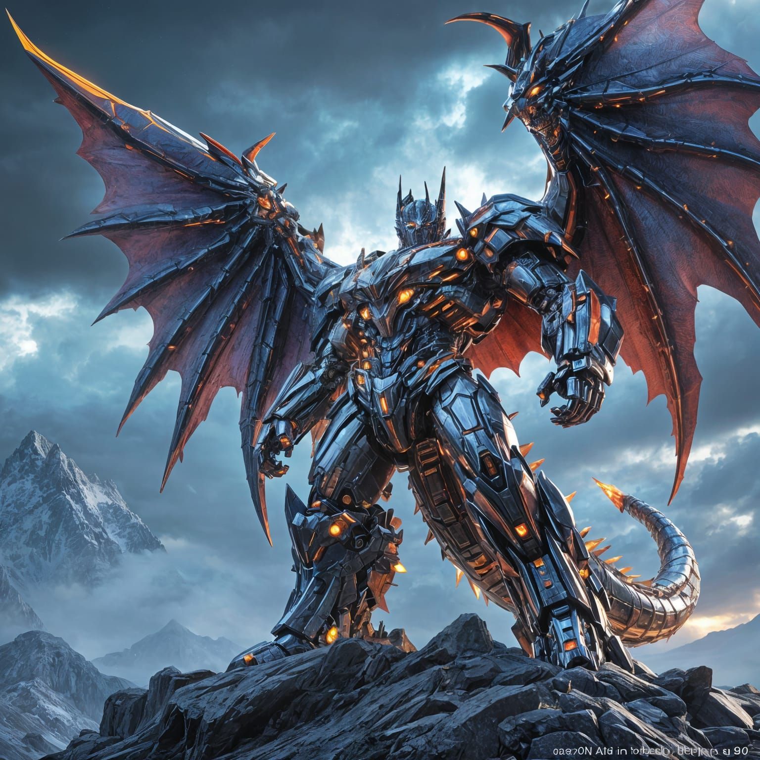 Mechanical Dragon Warrior in Anime Style