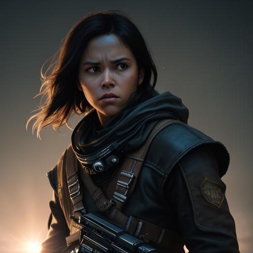 Rey Confronted by Pirates Near Millennium Falcon