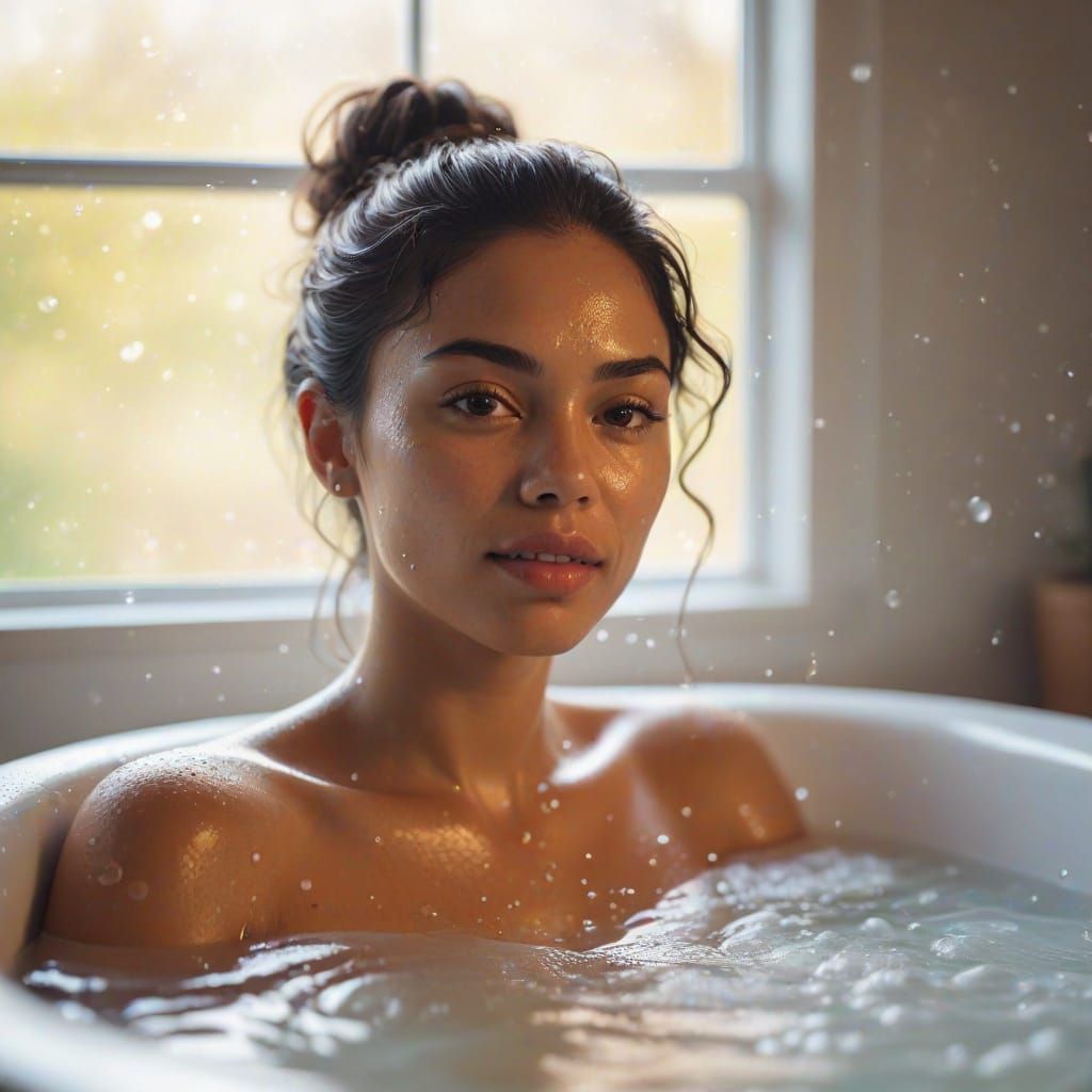 Relaxing Bath: A Woman in Pastel Oil Painting