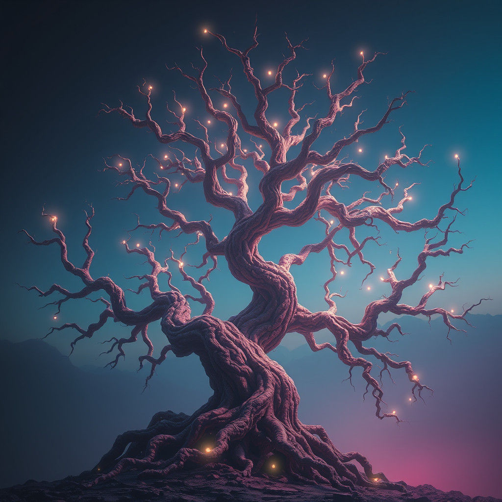 Majestic Purple Tree with Luminous Points
