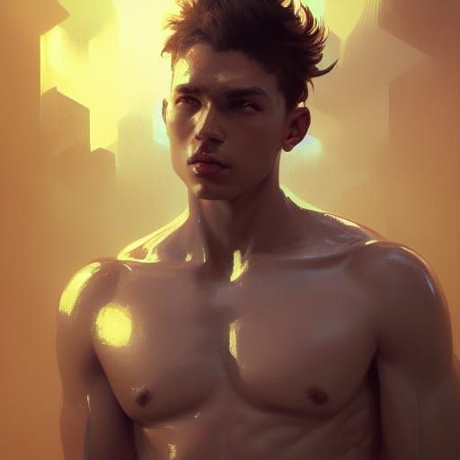 Hyperdetailed Portrait of a Boy with Six Pack