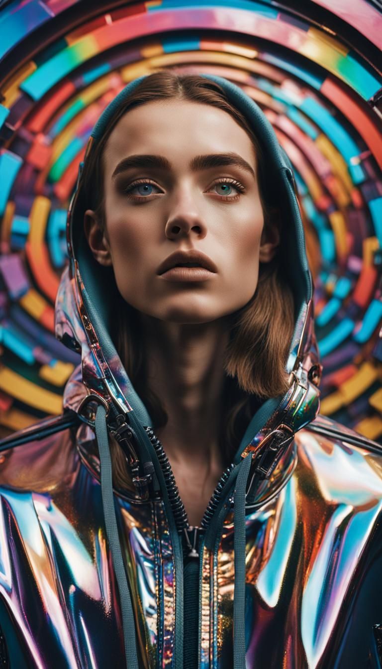 French Model in Urban Graffiti with Curved Mirror Effect