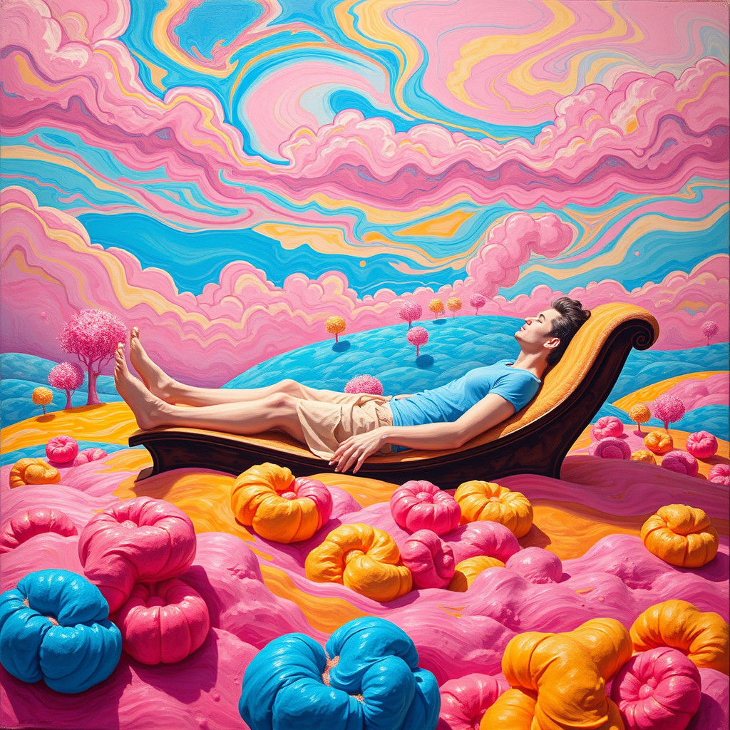 Dreamlike Candyland Landscape Inspired by Rothko and Thiebau...