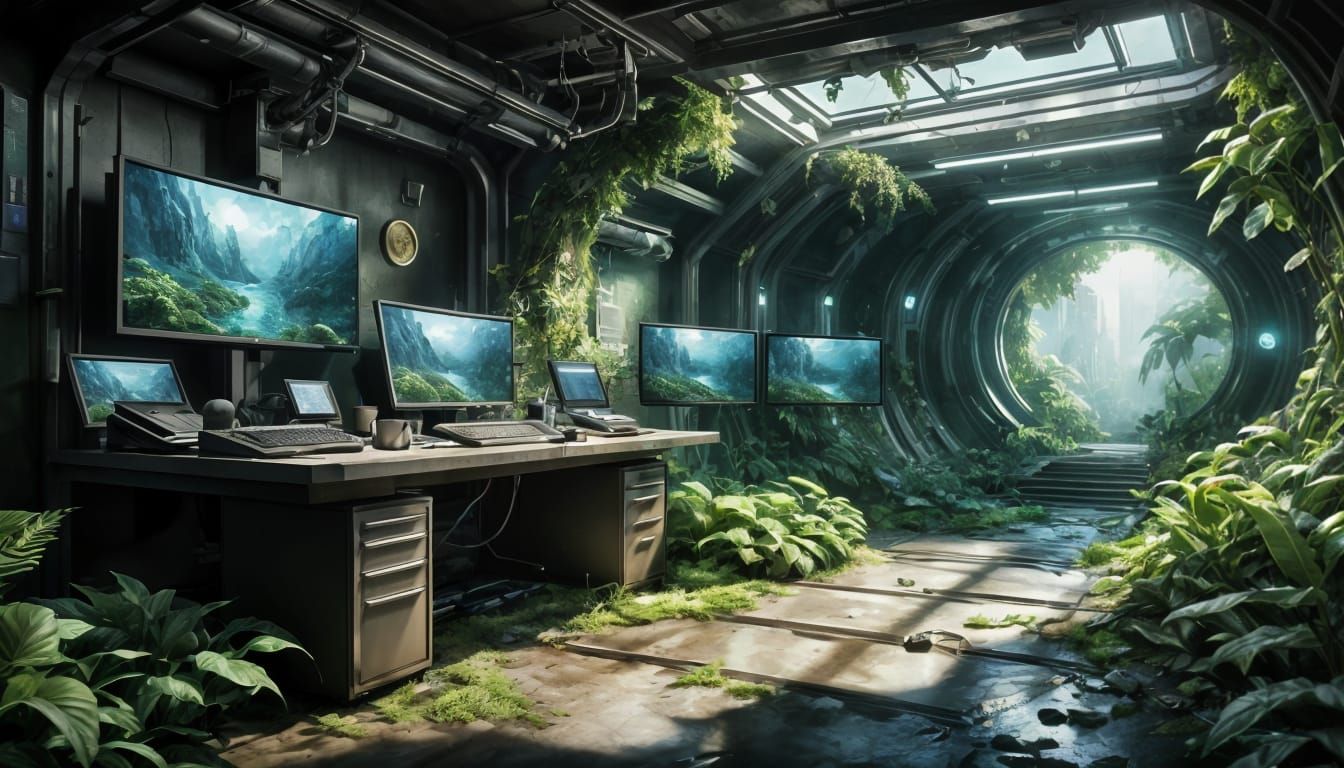 Epic 3D Videogame Graphics of Scientist in Underground Tunne...