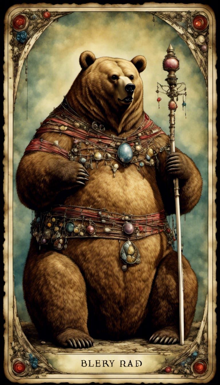 Magical Obese Bear Tarot Card Portrait