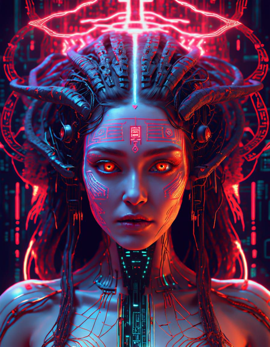 Digital Goddess Lilith Glitches with Cosmic Power