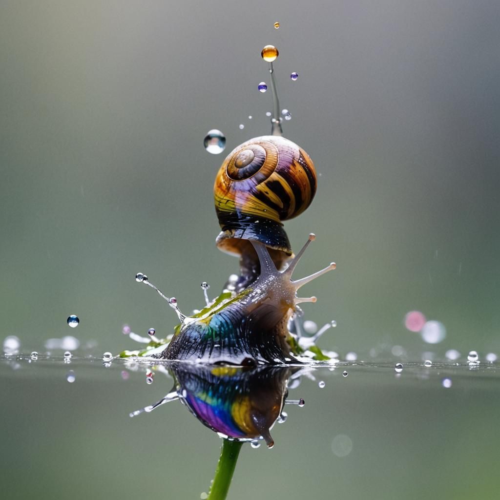 Snail Ink Splash Macro Photography