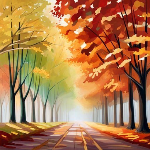 Autumn Boulevard in Realistic Style