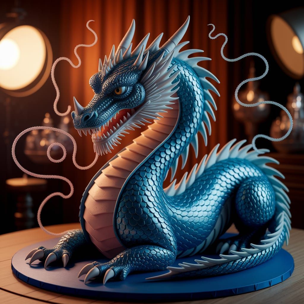 Blue dragon cake