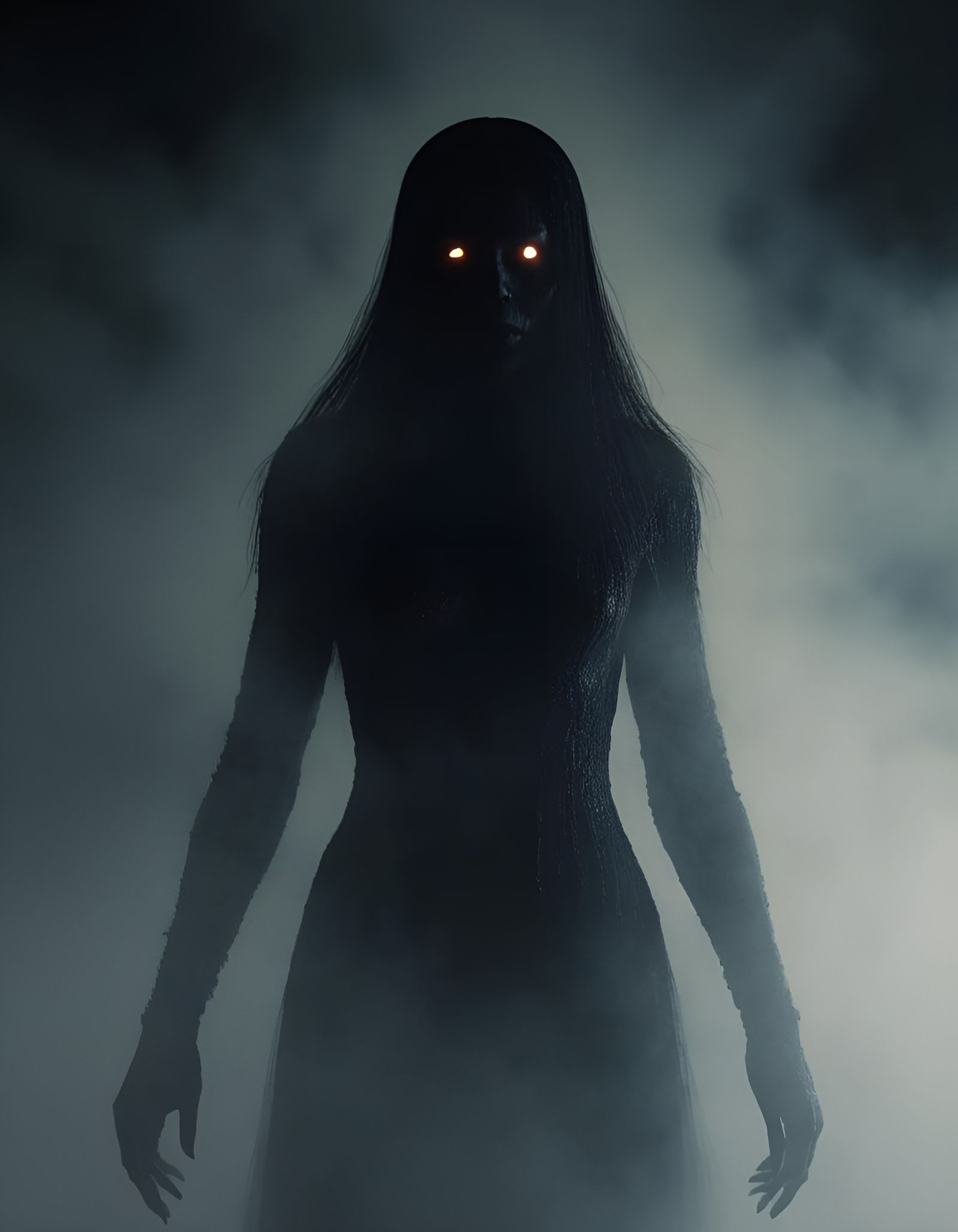 Demonic Shadow Figure Emerges from Darkness