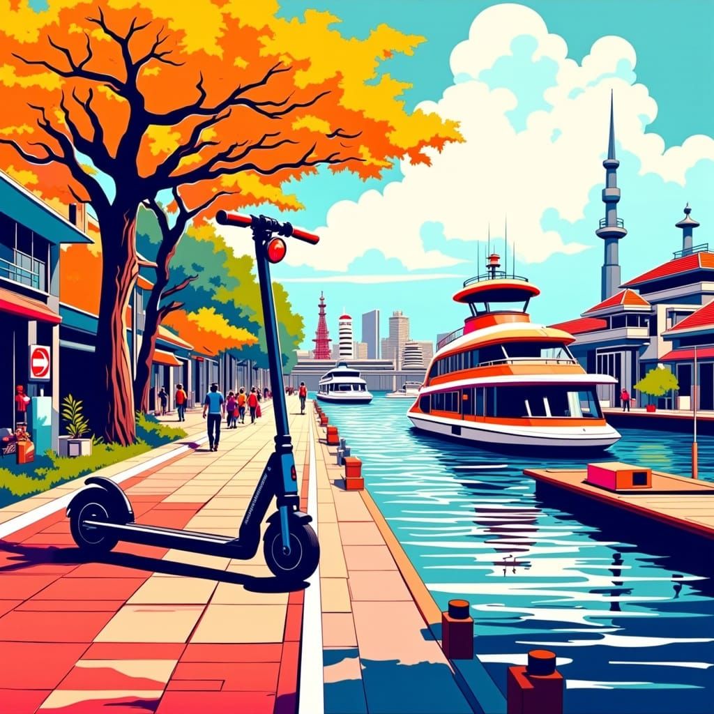 Futuristic Urban Mobility in Vibrant Pop Art