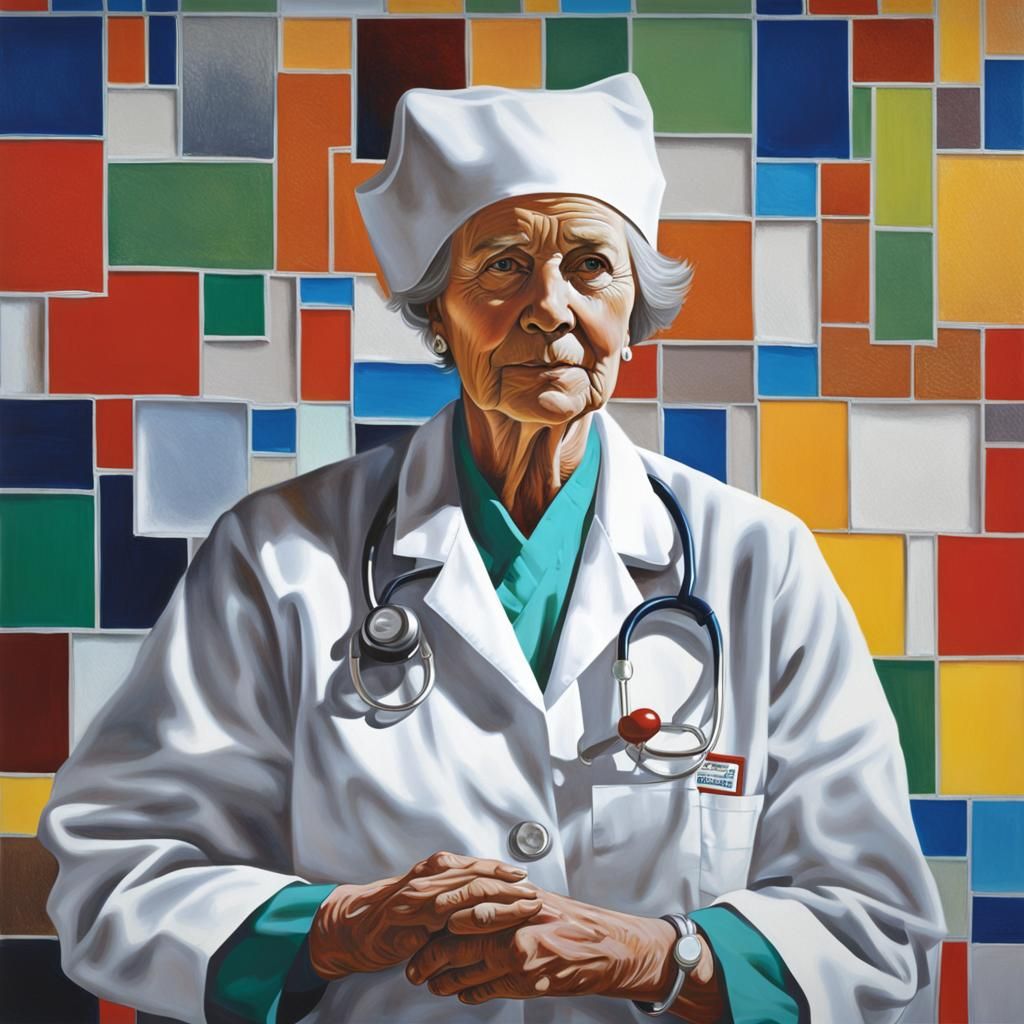 Photorealistic Nurse in Complementary Colors