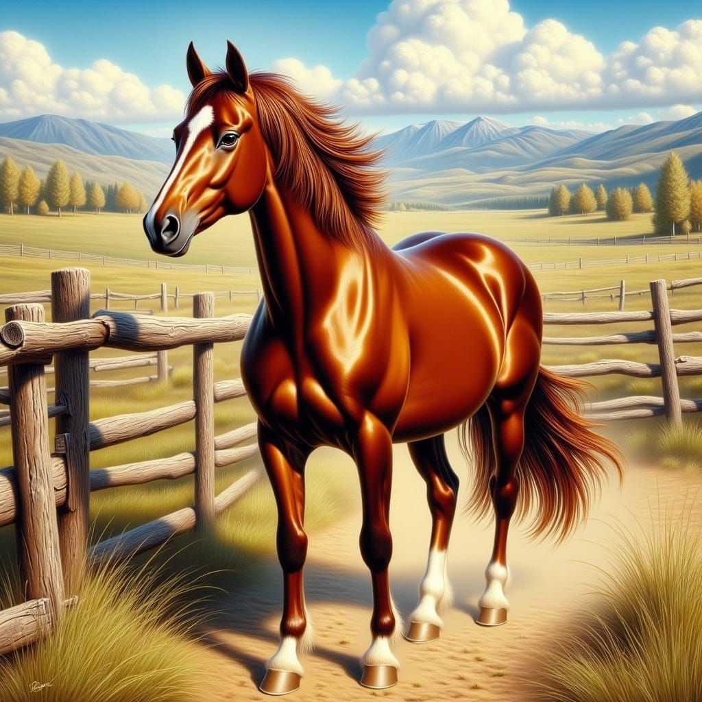 Majestic Quarter Horse Stallion in Golden Light