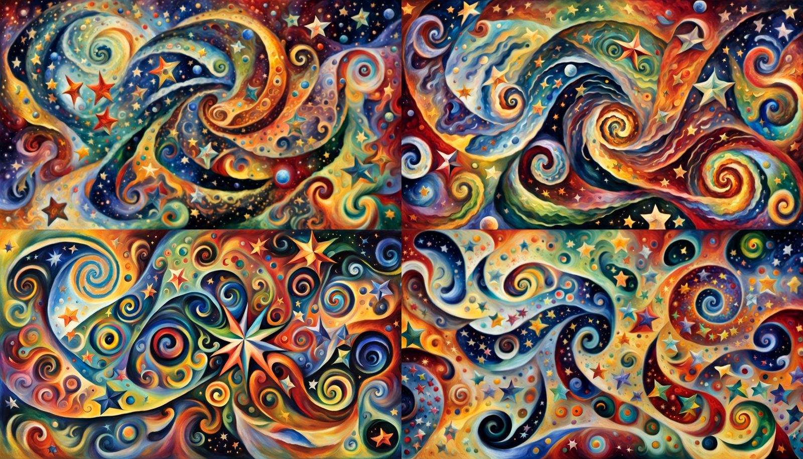 Cosmic Star Cluster in Impasto Oil Style