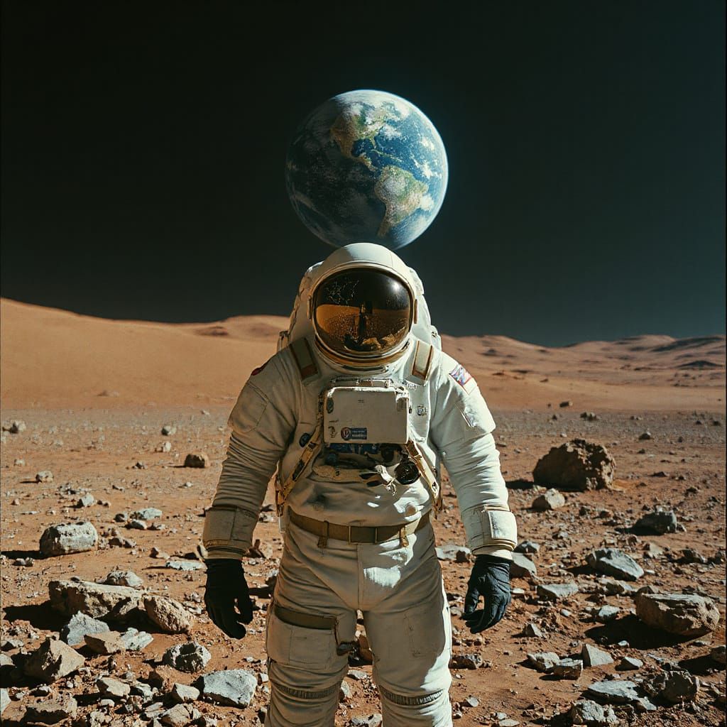 Astronaut's Glitching Visor on Fragmented Mars, Glitch Art