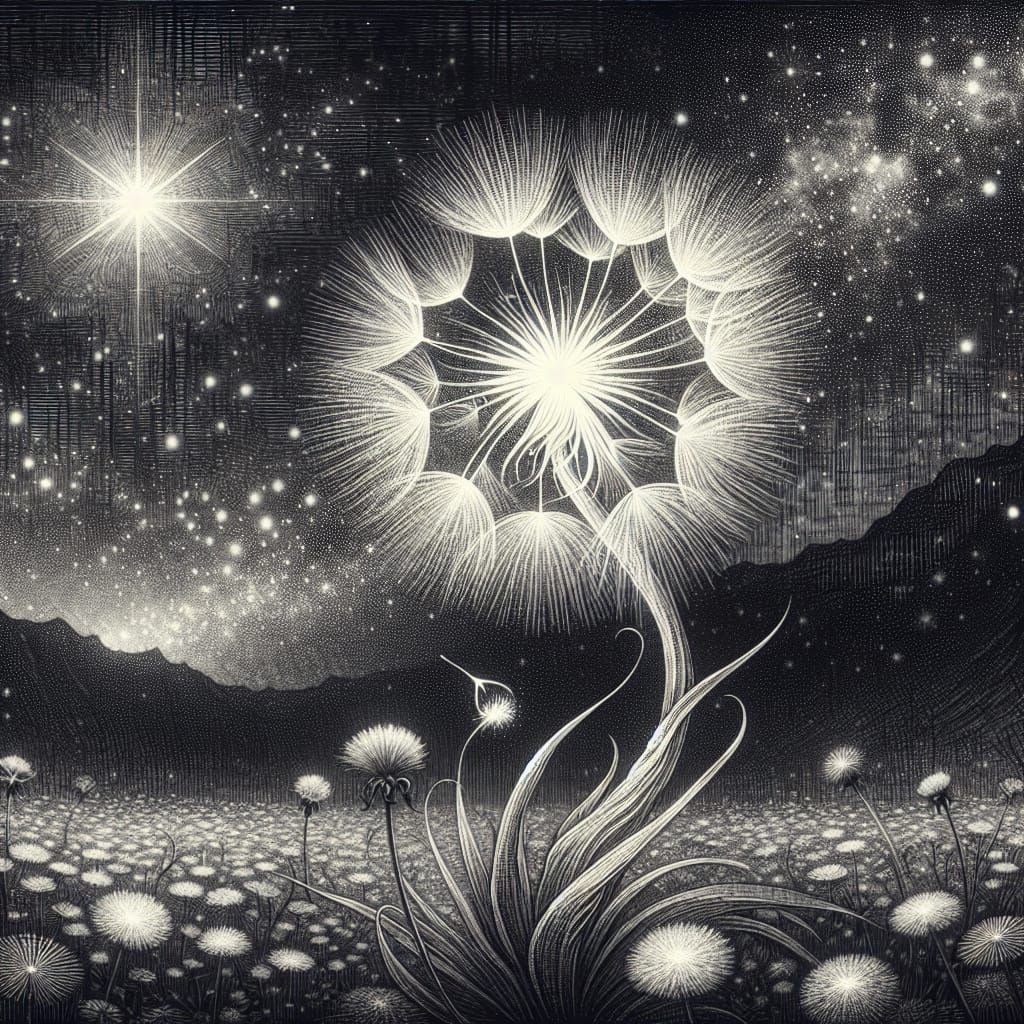 Ballerina Dandelion in Moonlight, Late 19th-Century Illustra...