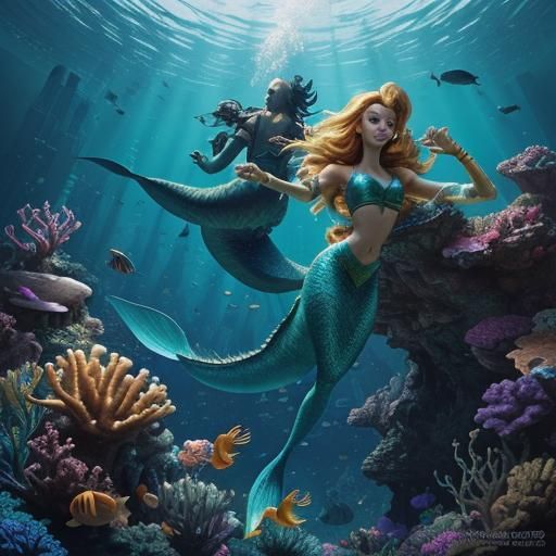Mermaid in Atlantis: Epic 3D Digital Art