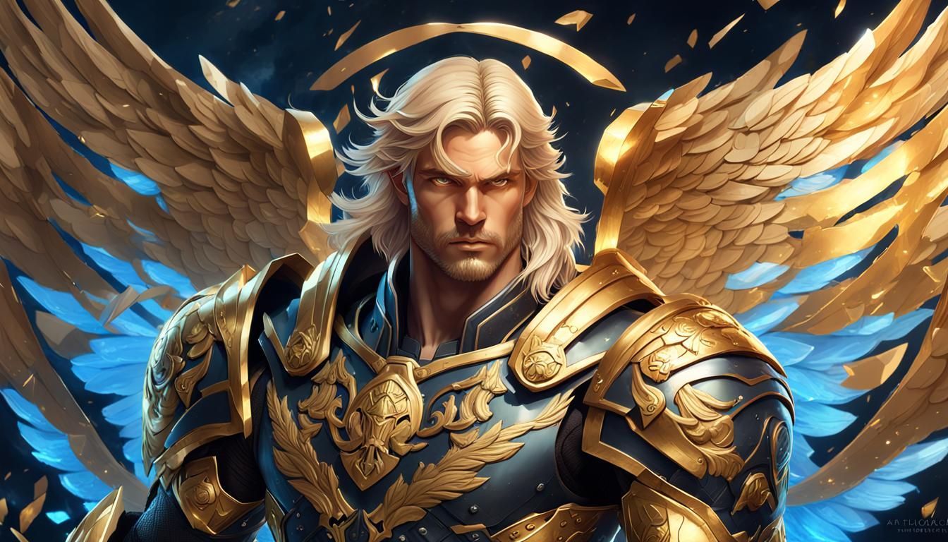 Angel Uriel in Black and Gold Armor