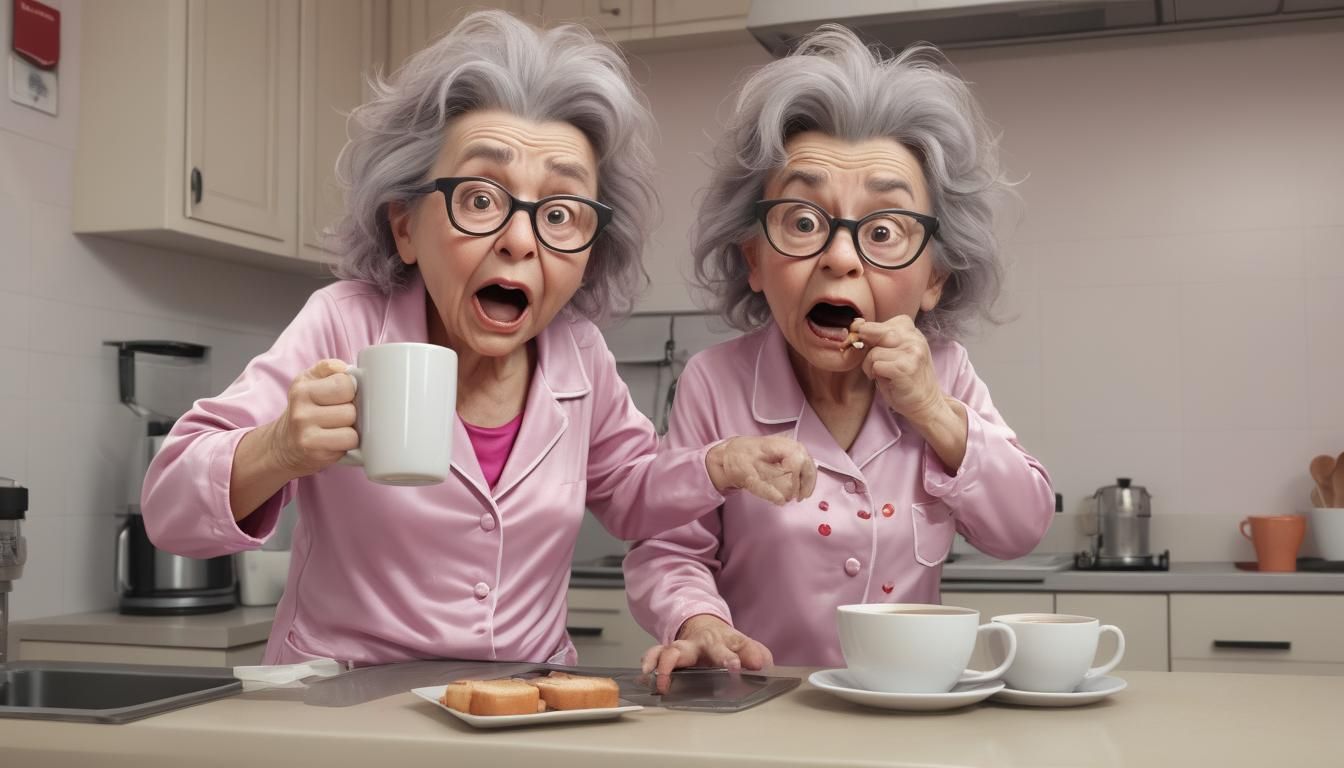 Grumpy Granny Pours Coffee: 3ds Max Comic Art