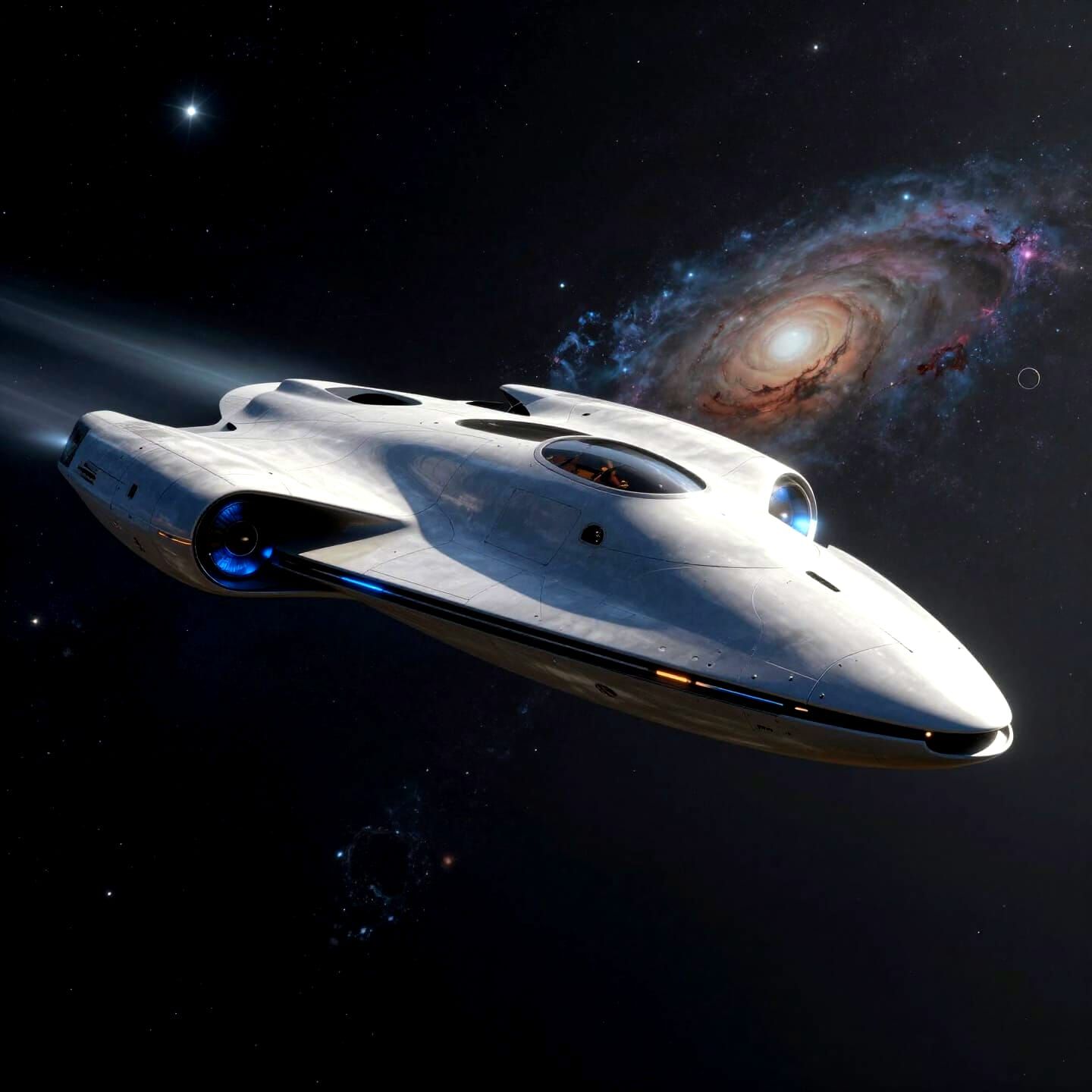 Massive Futuristic Spaceship in Deep Space