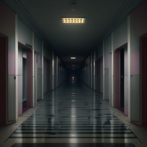 spooky school hallway