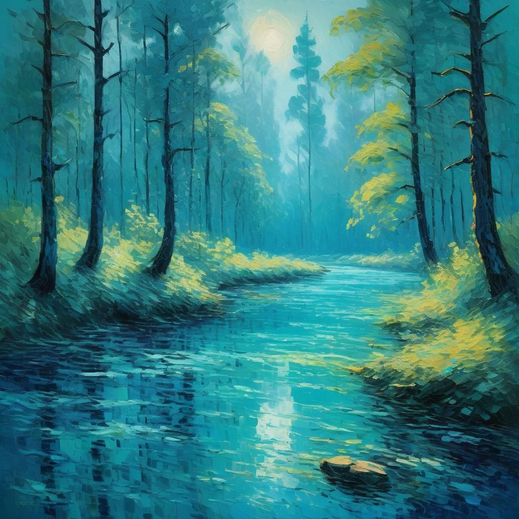 Turquoise Forest: A Neo-Impressionistic Expressionist Landsc...