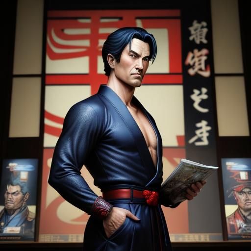 Bust of Man in Japanese Clothes, Comic Book Art