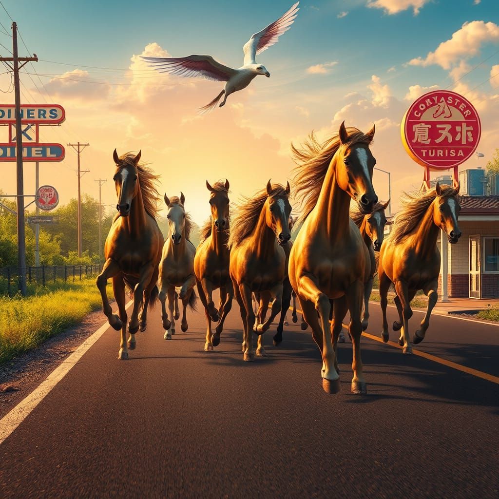 Centaurs Galloping Through Alabama: A Hyperrealistic Scene