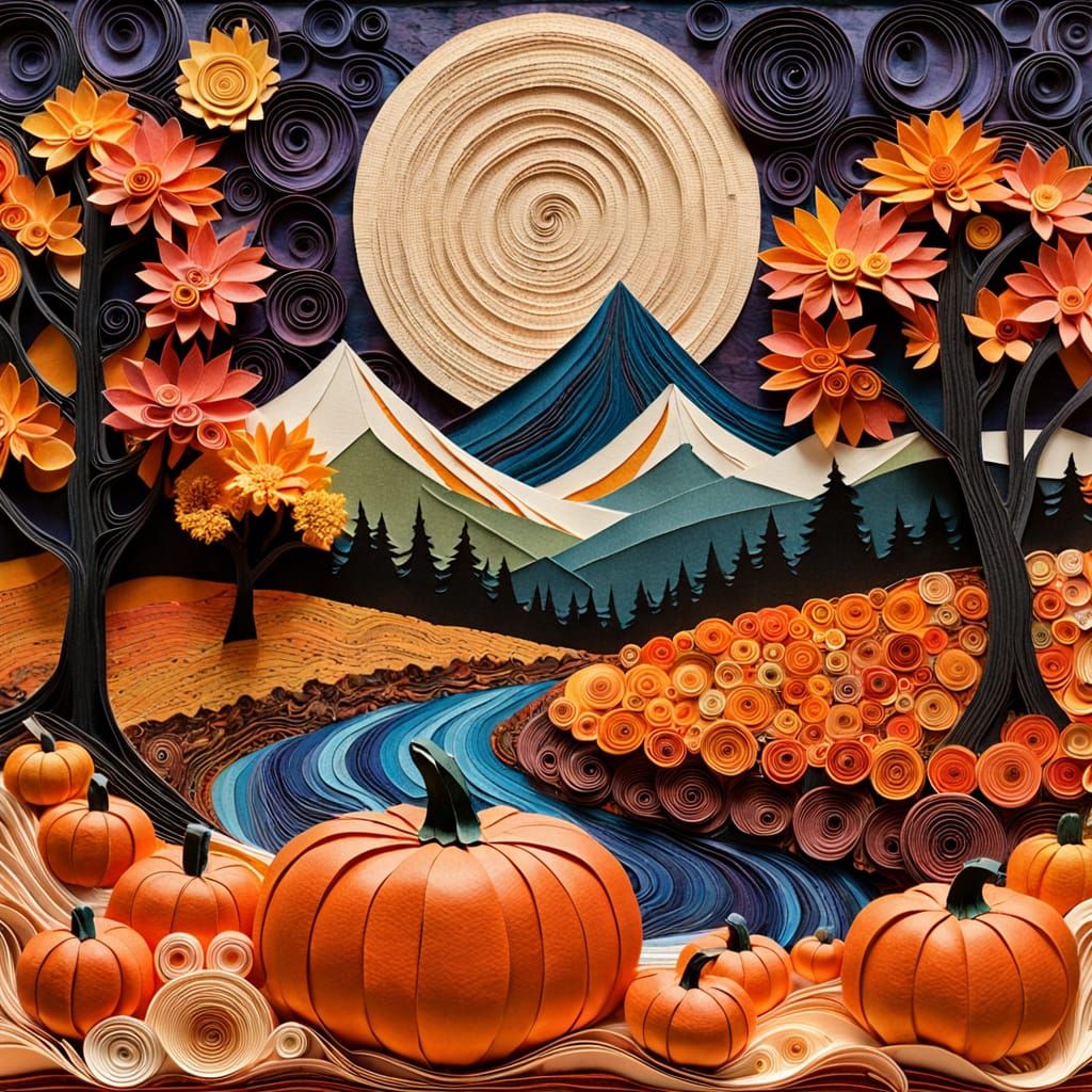 Surreal Autumn Paper Collage Art