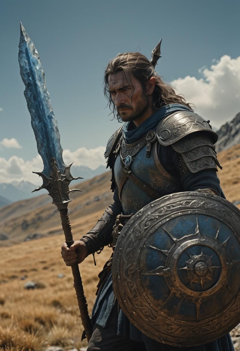 Mysterious Warrior Portrait in Lord of the Rings Style