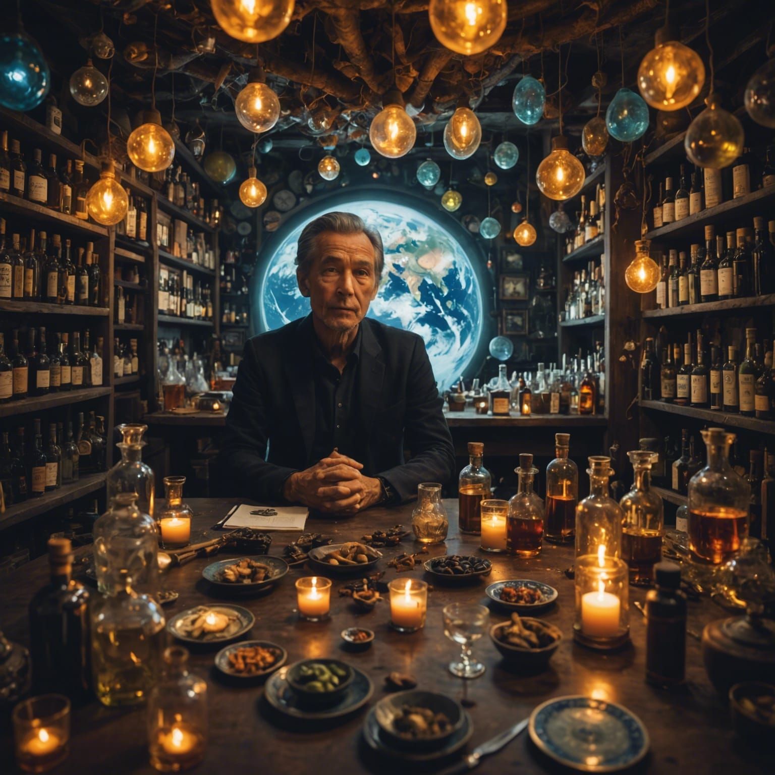 Figure Surrounded by Invisible Spirits