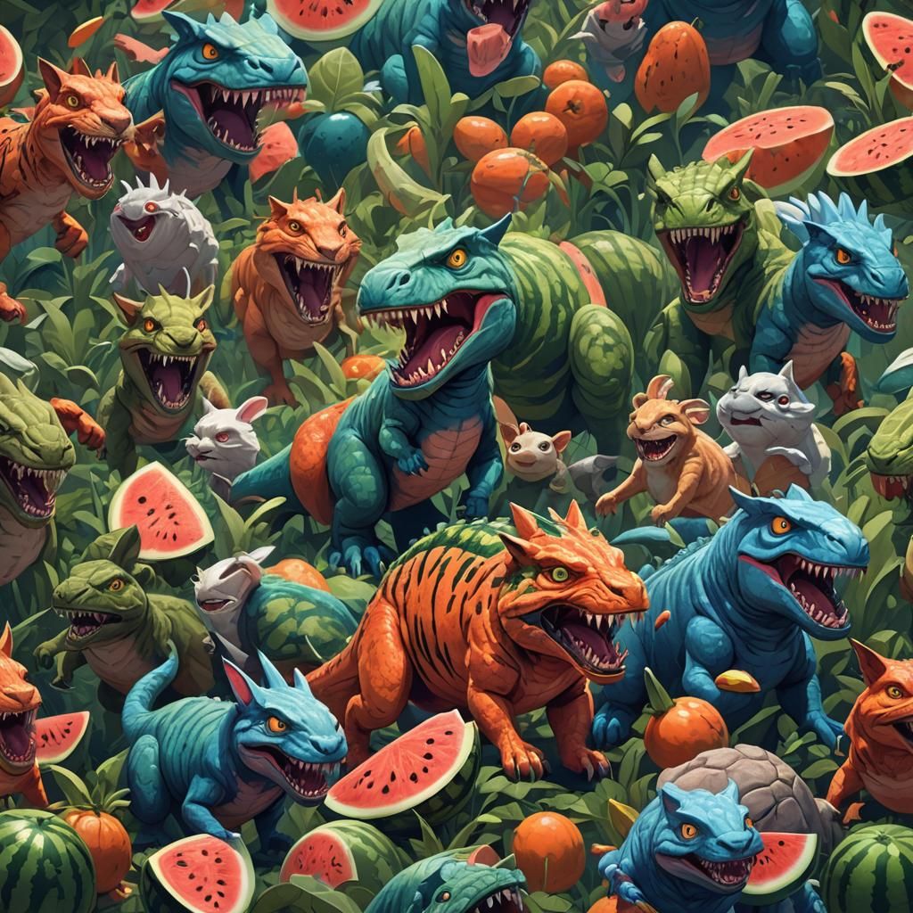 Cartoon Battle: Watermelon Cat vs Sharp Tooth